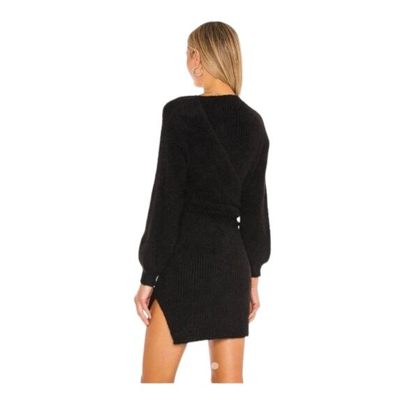 House of Harlow x revolve womens large wool sweater wrap dress black alpaca long - Picture 2 of 16